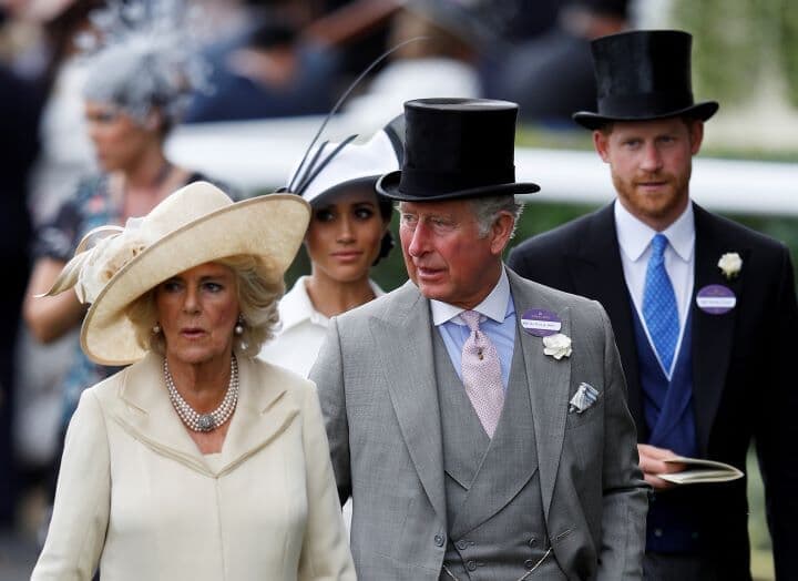 チャールズ皇太子夫妻とヘンリー王子夫妻（2018年6月）　Peter Nicholls-REUTERS