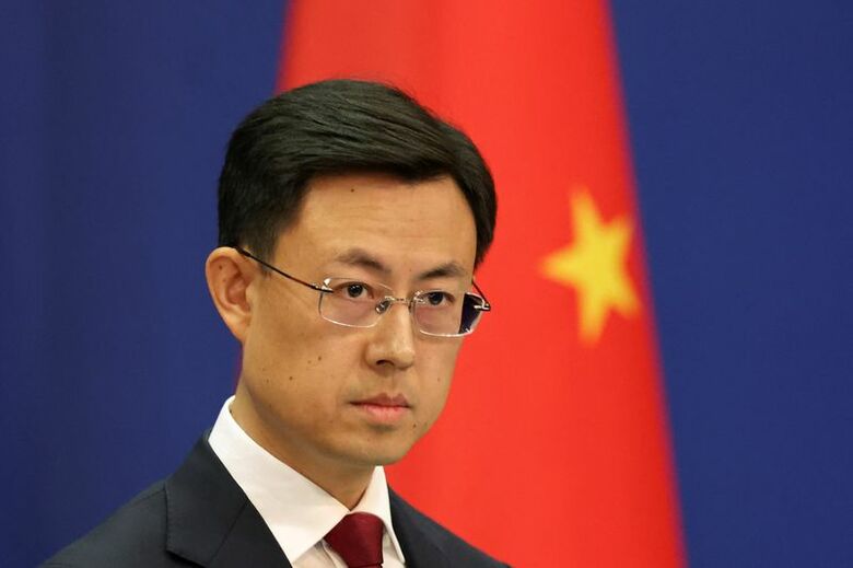 中国外務省の郭嘉昆報道官が記者会見に出席。2025年1月、北京で撮影。REUTERS/Florence Lo