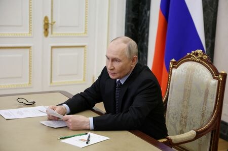 　５月２３日、ロシアのプーチン大統領は、武器の輸出を増やすことで世界の武器市場におけるロシアの地位を強化する必要があるという認識を示した。同日、モスクワで代表撮影（２０２５年　ロイター/Alexander Kazakov）