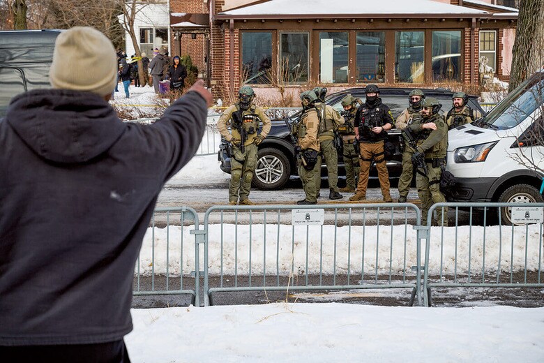 1月7日にICE職員が女性に発砲し死亡させた事件の現場（ミネアポリス）　CHRISTIAN ZANDERｰNURPHOTOｰREUTERS