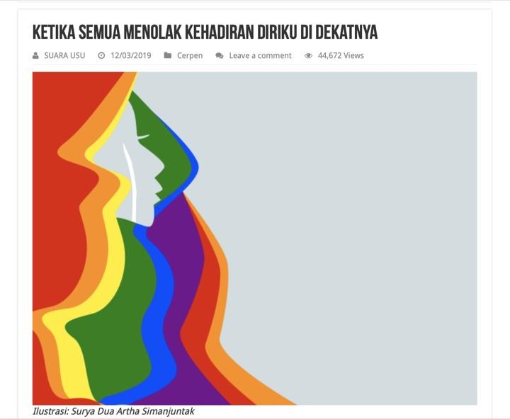 雑誌「USUの声」のウェブサイトに今も掲載しているレスビアン小説「彼女のそばに寄り添う私に誰もが反対した時」