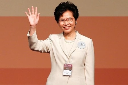 　３月２６日、香港で行政長官選挙が行われ、中国政府が支持する林鄭月娥（キャリー・ラム）前政務官（写真）が当選した。香港で初の女性行政長官となる（２０１７年　ロイター/Bobby Yip）