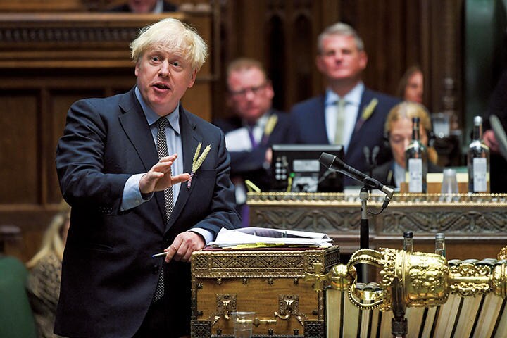 ジョンソンは第2次大戦時のチャーチル首相に触発されていると言われる　JESSICA TAYLOR-U.K. PARLIAMENT-REUTERS