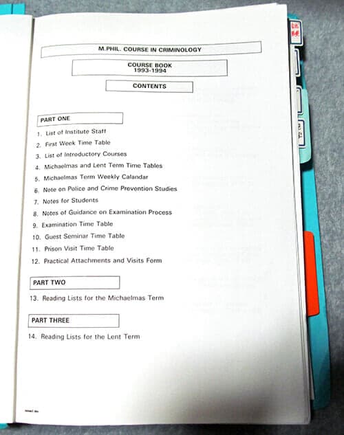 コースブックの目次