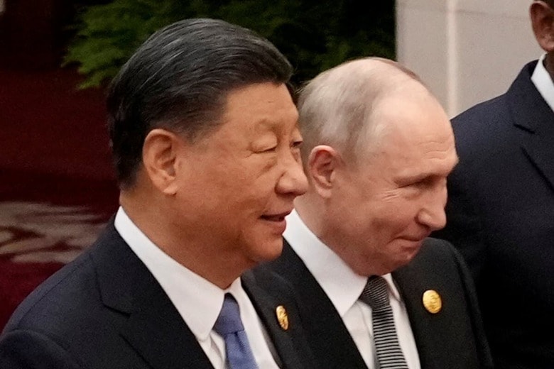 ロシアのプーチン大統領と中国の習近平国家主席（10月18日）　Suo Takekuma/Pool via REUTERS
