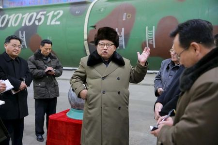 　３月１４日、北朝鮮の人権侵害問題を調査している国連のダルスマン特別報告者は、金正恩第１書記（写真）と他の幹部を「人道に対する罪」で訴追するよう求めた。提供写真（２０１６年　ロイター/KCNA）