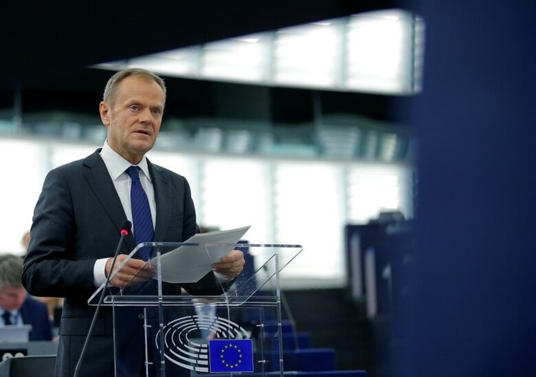 １月１６日、欧州連合（ＥＵ）のトゥスク大統領（写真）は英国がＥＵ離脱（ブレグジット）を撤回するなら歓迎するとの意向を示した（２０１８年　ロイター/Vincent Kessler）
