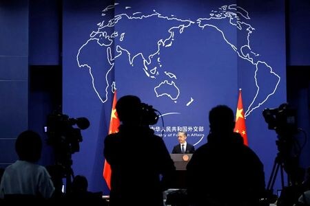 　１２月１４日、中国外務省は、欧州連合（ＥＵ）が中国で逮捕された報道関係者の釈放を求めたことについて、「無責任な発言」を慎むようＥＵに要請した。北京で撮影（２０２０年　ロイター/Thomas Peter）