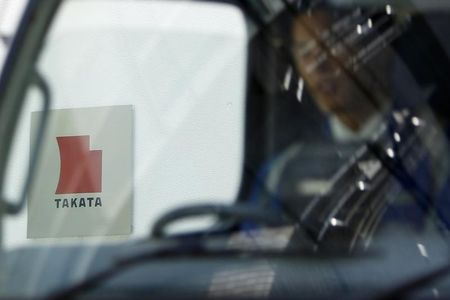 　２月２３日、自動車メーカー大手１０社は、タカタの欠陥エアバッグ問題について３つの根本的な原因を特定したと明らかにした。写真はタカタのロゴマーク。都内で２０１３年４月撮影（２０１６年　ロイター／Yuya Shino）