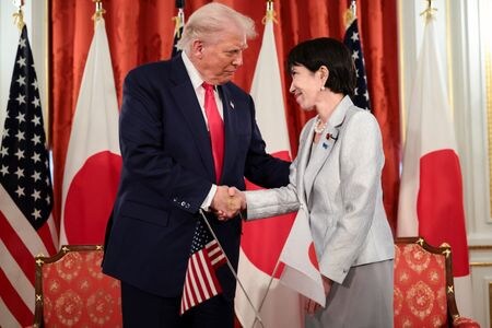 写真はトランプ米大統領と高市早苗首相。10月28日、東京で撮影。REUTERS/Evelyn Hockstein