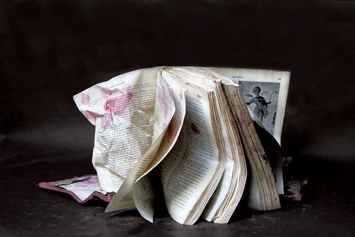 パトリツィア・ゼラノ(Patrizia Zelano)<br>
<シリーズタイトル> 『ヴェネツィアの高潮』<br>
(Acqua Alta a Venezia)<br>
<作品タイトル>アクア・アルタ・ア・ヴェネツィア #24(2019年)<br>
▶2019年にヴェネツィアを襲った高潮の被害から救出した百科事典、科学論文、文学作品などの書物を撮影し、文化のもろさと回復力を示している<br>
Credit: Courtesy Patrizia Zelano and Zamagni Arte, Rimini