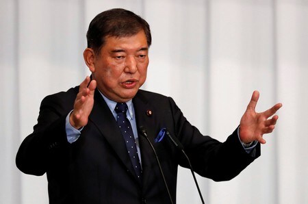 　９月１４日、自民党総裁選で２度目となる公開討論会が午後、自民党本部で同党の青年局・女性局主催で開かれた。経済政策をめぐり石破茂元幹事長は「大切なのは物価上昇ではなく所得増だ」と指摘し、「１０年間で個人所得を３─５割伸ばしていく」との方針を示した。写真は都内で１０日撮影（２０１８年　ロイター／Toru Hanai）