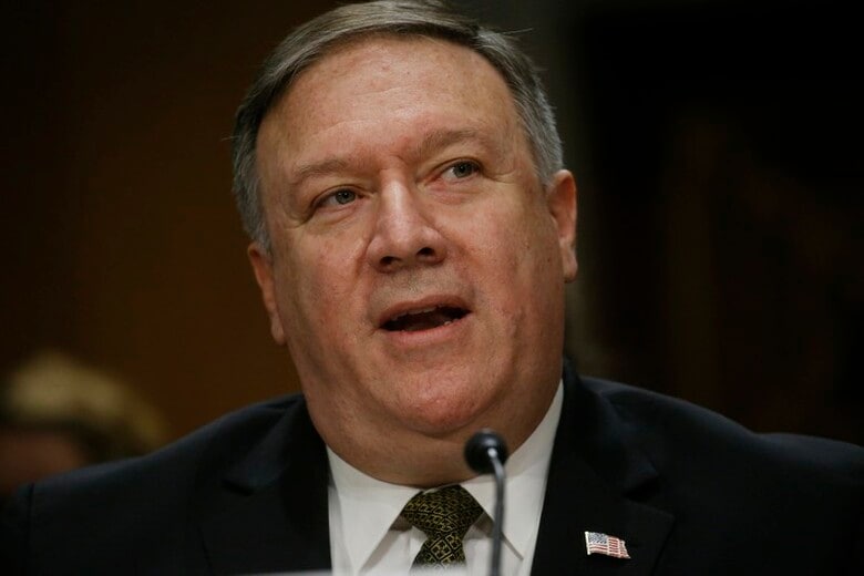 ４月１７日、米政府高官は、次期国務長官に指名されているポンペオ中央情報局（ＣＩＡ）長官（写真）がイースターの週末に北朝鮮を訪れ、金正恩朝鮮労働党委員長と会談したと明らかにした。写真はワシントンで１２日撮影（２０１８年　ロイター／Leah Millis）