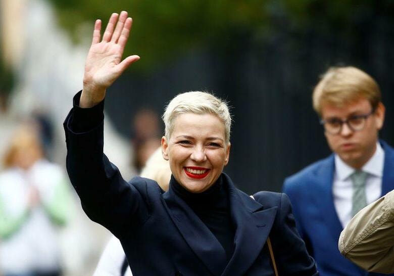 ベラルーシの野党指導者、マリア・コレスニコワ氏と当局に拘束されている反体制派で元銀行トップのビクトル・ババリコ氏のチームは、「トゥギャザー」という名の新たな政党を立ち上げるとネット上の動画で明らかにした。写真はコレスニコワ氏。ミンスクで27日撮影(2020年　ロイター/Vasily Fedosenko)