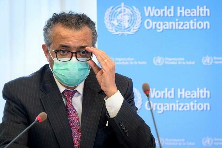 世界保健機関（WHO）のテドロス事務局長は15日、中国で実施されている新型コロナウイルスの発生源に関する調査が武漢市で感染が拡大した最初の数日間に関する生データの不足に妨げられているとし、透明性を一段と高めるよう要請した。写真はテドロス事務局長。5月24日撮影（2021年　ロイター/Laurent Gillieron）
