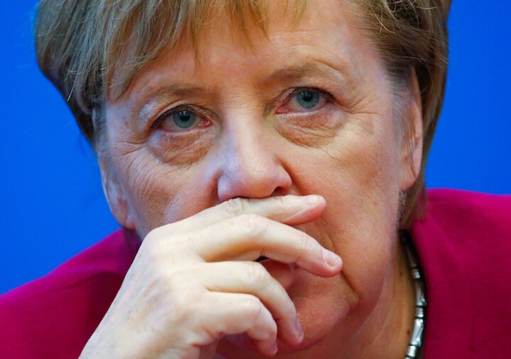 10月29日、CDUの党首辞任を発表したドイツのメルケル首相　Hannibal Hanschke-REUTERS