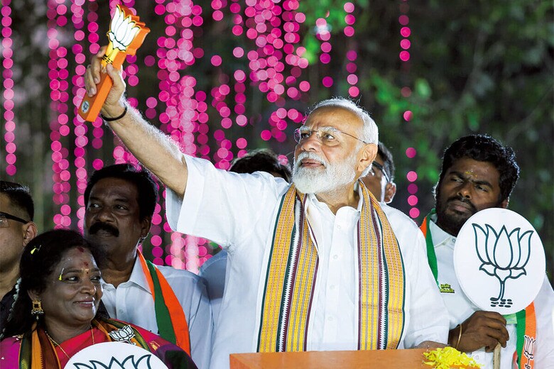 総選挙ではモディ（中央）の3選が確実視される　ANI PHOTOｰREUTERS