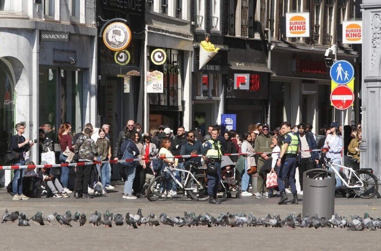 封鎖された爆発事件の現場（4月3日）　Paulo Amorim/Sipa USA via Reuters