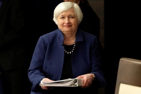 　５月３日、米ＦＯＭＣは金利据え置きを決めた。写真はＦＲＢのイエレン議長。ワシントンで３月撮影（２０１７年　ロイター／Yuri Gripas）