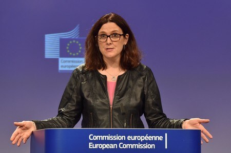 　３月９日、欧州連合（ＥＵ）のマルムストローム欧州委員（写真）は、ＥＵは米国の安全保障上の脅威ではないため、トランプ米大統領が決定した鉄鋼とアルミニウムの輸入関税の対象から外されるとの認識を示した。７日撮影（２０１８年　ロイター/Eric Vidal）