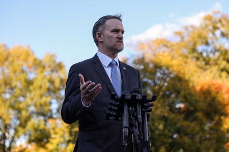 写真はホワイトハウスで記者会見するグリア米通商代表部（ＵＳＴＲ）代表。２０２５年１０月撮影。REUTERS/Kylie Cooper