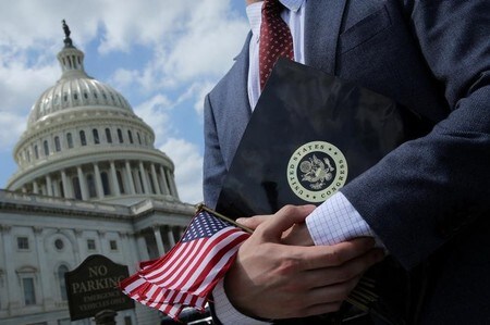 　７月１１日、米上院は、国家安全保障上のリスクから、関税を導入する大統領権限を制限し、議会がトランプ大統領の決定に関与する拘束力のない動議を可決した。５月撮影（２０１８年　ロイター/Jonathan Ernst）