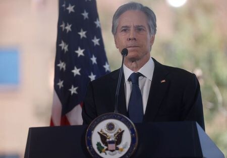 　１０月３１日、ブリンケン米国務長官は、イランを核合意再建に向けた協議に復帰させるため、米国が英国、ドイツ、およびフランスと「完全に歩調を合わせている」と強調した。２７日にバージニア州で代表撮影（２０２１年　ロイター/Leah Millis）