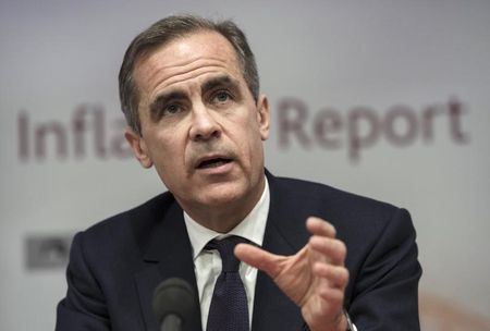 　５月１３日、イングランド銀行（英中央銀行）のカーニー総裁は、ポンド高が金利見通しに影響を及ぼすとの考えを明らかにした。写真は、英中央銀行のカーニー総裁、２月撮影（２０１５年　ロイター／Antony Devlin）
