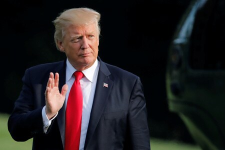 　９月１日、言論と表現の自由に関する国連の特別報告者デービッド・ケイ氏は１日、トランプ米大統領（写真）のメディア批判は表現の自由を敵視する世界的な傾向の表れであり、米国の公共の利益を損なうものだとする文書を公表した。８月撮影（２０１７年　ロイター/Carlos Barria）