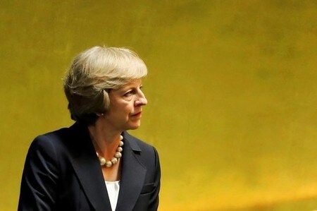 　９月２０日、英国のメイ首相は、初の国連演説を行い、欧州連合離脱は決まったが、英国が世界に背を向けることはないと強調した。米国ニューヨーク州・マンハッタン第７１回国連総会で撮影（２０１６年　ロイター／Eduardo Munoz）