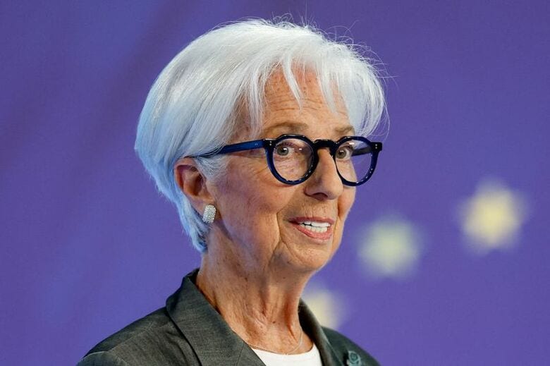 ラガルドECB総裁。7月23日、フランクフルトで撮影。REUTERS/Heiko Becker/File Photo