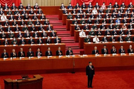 　１０月２０日　中国の馬朝旭外務次官は２０日、習近平体制下での強硬な外交路線を堅持する考えを示し、外交官の「勇敢に戦う」姿勢を強調した。１６日、北京の人民大会堂で撮影（２０２２年　ロイター／Thomas Peter）