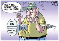 1000万人以上が医療保険を失う...トランプの「大きくて美しい」減税法案のツケとは【風刺画で読み解くアメリカ】