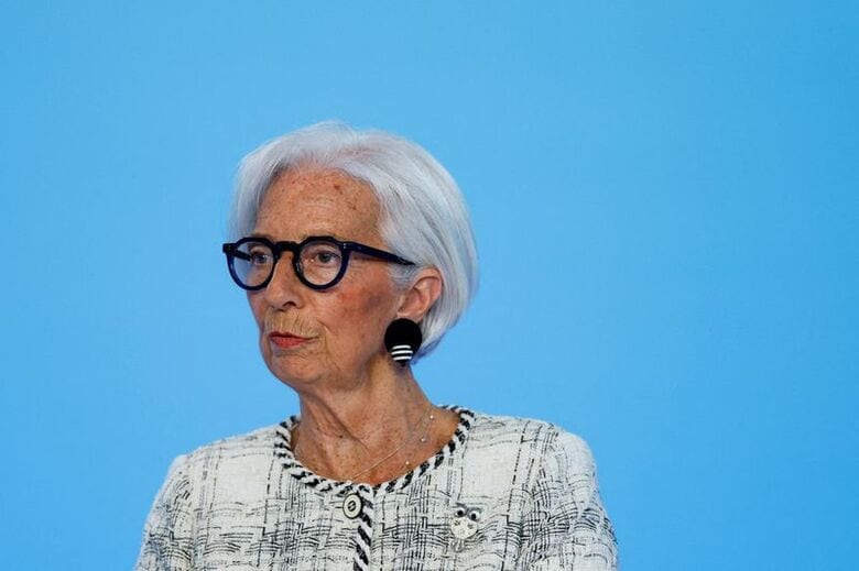 記者会見するラガルド欧州中央銀行（ECB）総裁（2026年4月30日、ドイツ・フランクフルト）。REUTERS/Heiko Becker