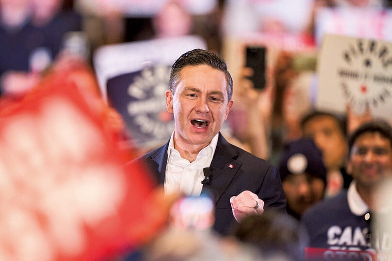 「カナダのトランプ」ことポワリエーブル。反トルドーの波に乗っていたが一気に失速した　GEOFF ROBINSｰTHE CANADIAN PRESSｰZUMA PRESSｰREUTERS