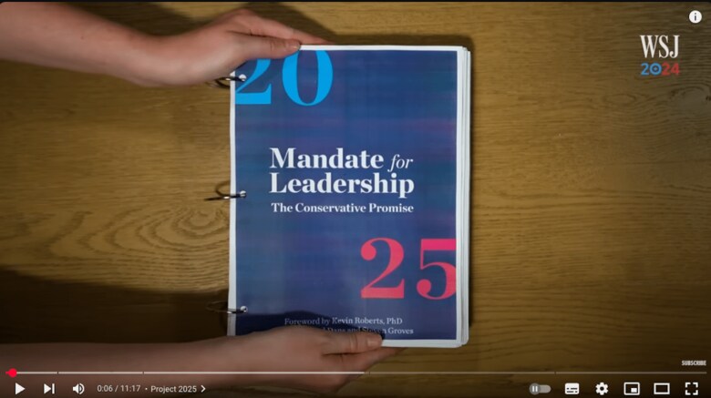 連邦政府解体から不法移民の大量送還、大統領権限の強化など、トランプ政権の政策の青写真と言われる「プロジェクト2025」　Wall Street Journal/YouTube
