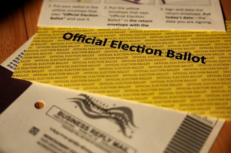 米ペンシルベニア州予備選挙の郵便投票用紙。５月撮影。REUTERS/Hannah Beier