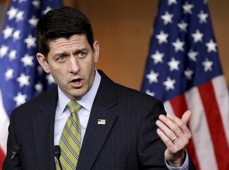 ３月１７日、ライアン米下院議長は１７日、大統領選の共和党候補指名争いが今夏の党全国大会で決着する可能性が高まっていると述べた。写真はワシントンD.C.にて撮影(2016年　ロイター／Gary Cameron)