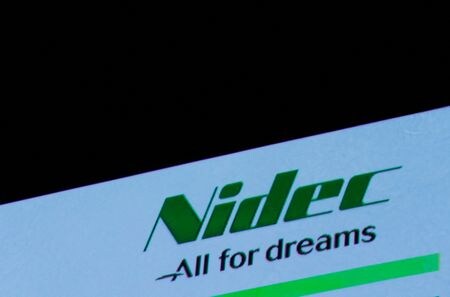 　２月２６日　ニデックは２６日、創業者の永守重信氏が同日付で名誉会長を辞任したと発表した。写真はニデックのロゴ。２０１８年７月、都内で撮影（２０２６年　ロイター／Kim Kyung-Hoon）