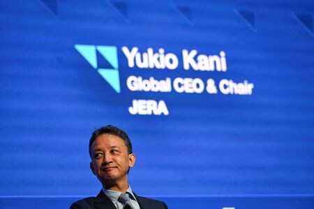 東京電力と中部電力が折半出資する発電国内最大手ＪＥＲＡ（東京都中央区）は１２日、年間取扱量の約１６％に当たる最大５５０万トンの液化天然ガス（ＬＮＧ）を米国の４社から調達すると発表した。写真は天然ガスの国際会議「ガステック」に出席したＪＥＲＡの可児グローバルＣＥＯ。２０２４年９月撮影（２０２５年　ロイター/Callaghan O\'Hare）