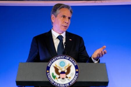 ブリンケン米国務長官は８日、ロシアがウクライナを虐げ、反対されることなくウクライナの領土を奪うことが許された場合、欧州だけでなく世界各地で同様のことが起きると警告した。（２０２２年　ロイター／Andrew Harnik）