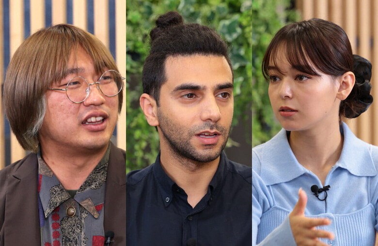 左からNPO法人サンカクシャの早川智大さん、シリア出身のアナス・ヒジャゼィさん、世良マリカさん