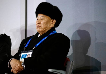 　２月２６日、韓国を訪問している北朝鮮・朝鮮労働党中央委員会の金英哲（キム・ヨンチョル）副委員長（写真）は、米国との対話に前向きな姿勢をあらためて示した。韓国の聯合ニュースが大統領府の情報として伝えた。２５日代表撮影（２０１８年　ロイター/Patrick Semansky/Pool）