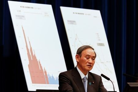 　菅義偉首相（写真）は３月１８日、飲食を通じた感染防止や変異ウイルスの監視強化などを徹底することで「再び緊急事態宣言を出さないよう（新型コロナウイルス感染症対策本部で決定した）５つの対策をしっかりやるのが私の責務」と強調した。代表撮影（２０２１年　ロイター/Pool via REUTERS）