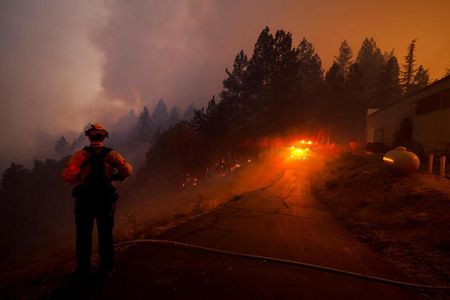 　米カリフォルニア州で住宅損害保険を提供しているステート・ファーム・ゼネラル・インシュアランスは、住宅保有者への新規保険契約を停止すると発表した。写真は同州フォレストヒルで２０２２年９月撮影（２０２３年　ロイター／Fred Greaves）