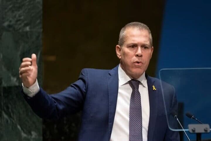 イスラエルのエルダン国連大使は、国連のグテレス事務総長がイスラエル軍を児童に対する暴力を犯した犯罪者の国際リストに加えたことを明らかにした上で、この決定を「恥ずべきこと」と批判した。５月撮影（２０２４年　ロイター/Eduardo Munoz）