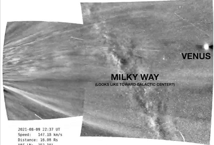 コロナの中から、天の川銀河、金星を捉える　NASA/Johns Hopkins APL/Naval Research Laboratory
