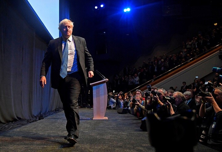 強硬離脱を訴えたジョンソン前外相に聴衆は熱狂　Toby Melville-REUTERS