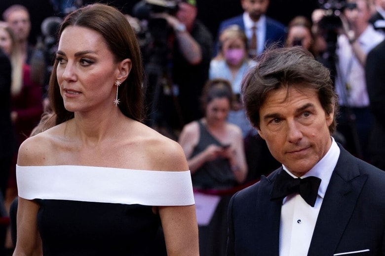 『トップガン　マーヴェリック』のプレミアイベントでのキャサリン妃とトム・クルーズ（2022年）　Dan Kitwood/Pool via REUTERS