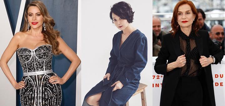 今、世界ではオーバー45、そしてアラフィフ女優たちが大活躍している。左からソフィア・ベルガラ、ぺ・ジョンオク、イザベル・ユベール　Reuters-Danny Moloshok/J-WIDE-COMPANY/Reuters-Eric Gaillard